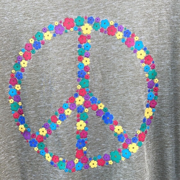 NWT Forever 21 men/unisex medium short sleeve floral peace sign burn out tee - Picture 5 of 9
